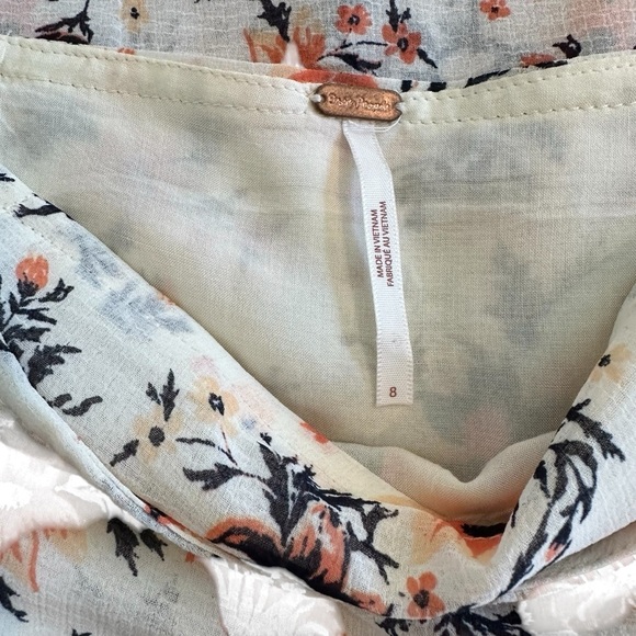Free people Floral Maxi Skirt - Cream and Black, peach in size 8 - Picture 9 of 16